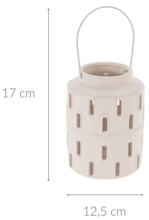 Lampion na świecę, metalowy uchwyt, 12,5 x 17 cm