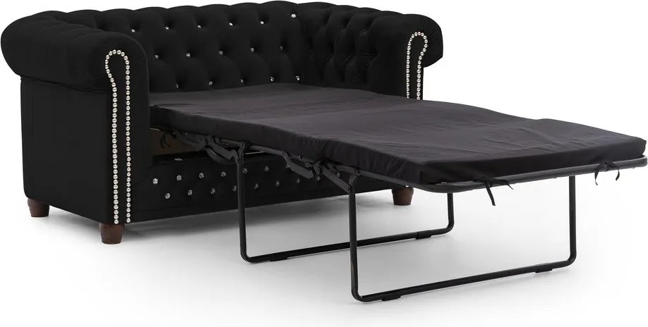 Czarna aksamitna rozkładana sofa 148 cm York Blik – Ropez