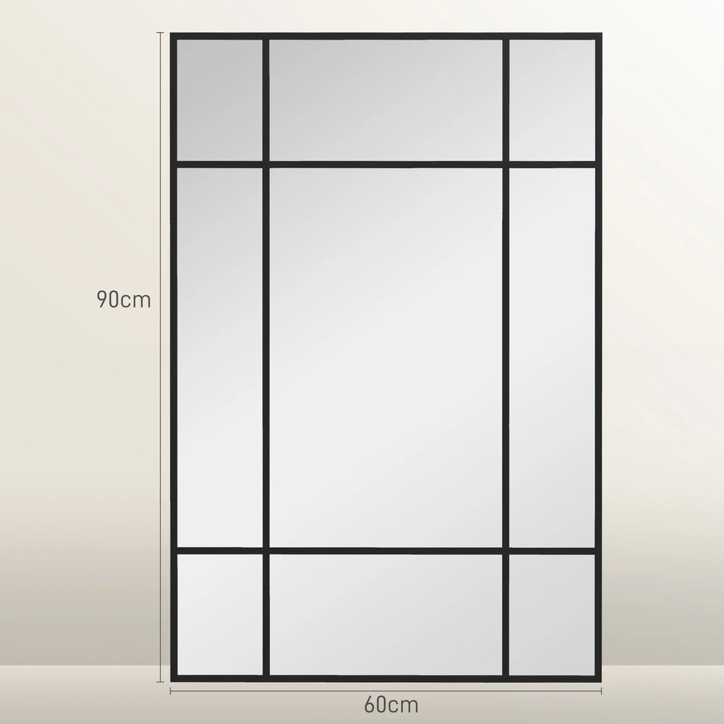 HOMCOM Lustro ścienne, dekoracyjne lustro z metalową ramą, czarne paski, szkło wielowarstwowe, 90B x 2T x 60H cm | Aosom PL