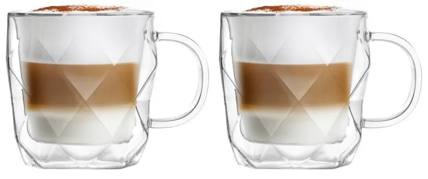 Zestaw 2 kubków oz podwójnymi ściankami Vialli Design Geo, 330 ml