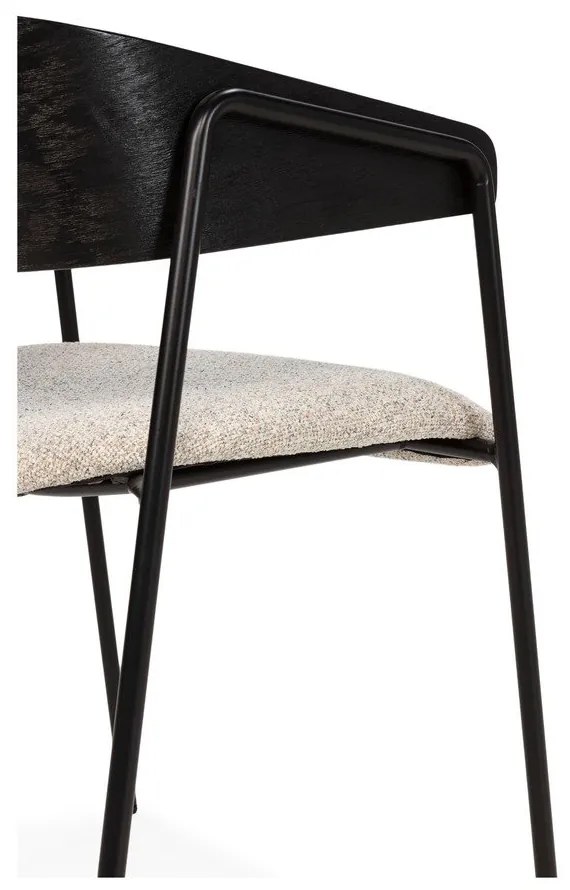 Czarne/beżowe tapicerowane fotele jadalniane zestaw z podłokietnikami 2 szt. Cora – MOME