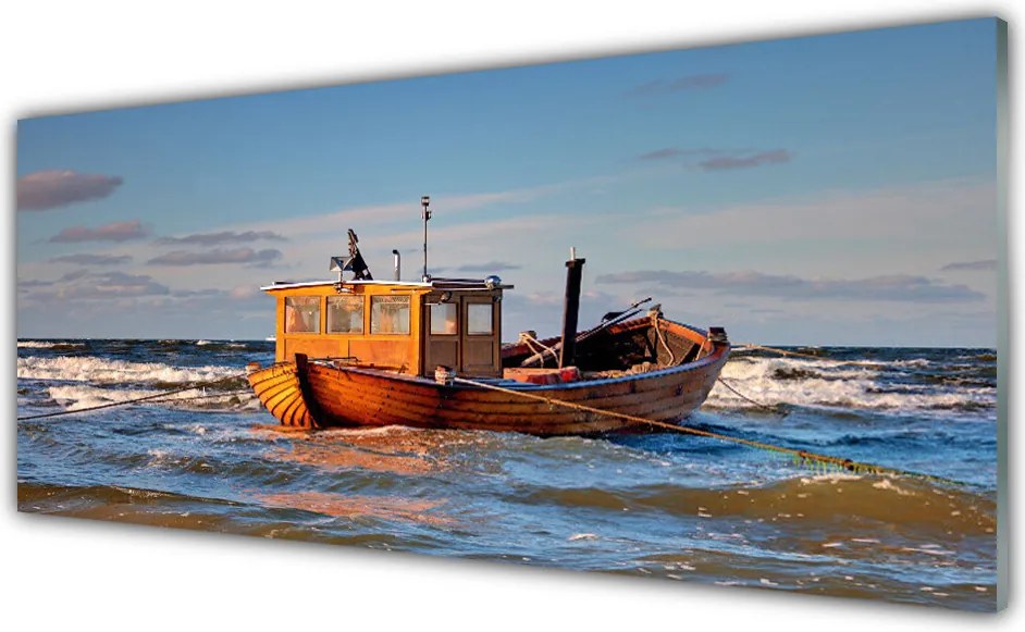 Panel Szklany Samotna Łódź Na Horyzoncie