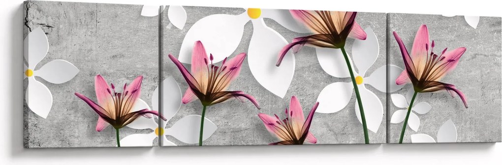 Obraz kwiatowej abstrakcji (170x50 cm)