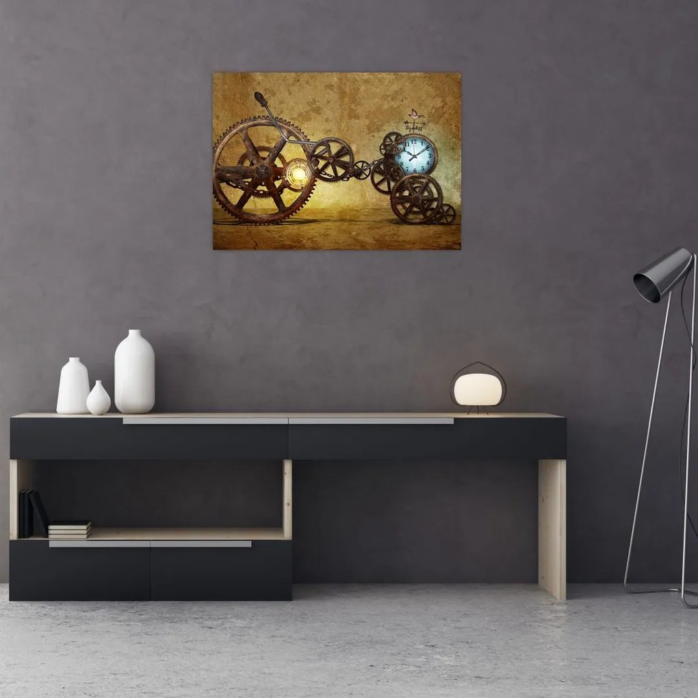 Obraz starych mechanizmów zegarowych (70x50 cm)