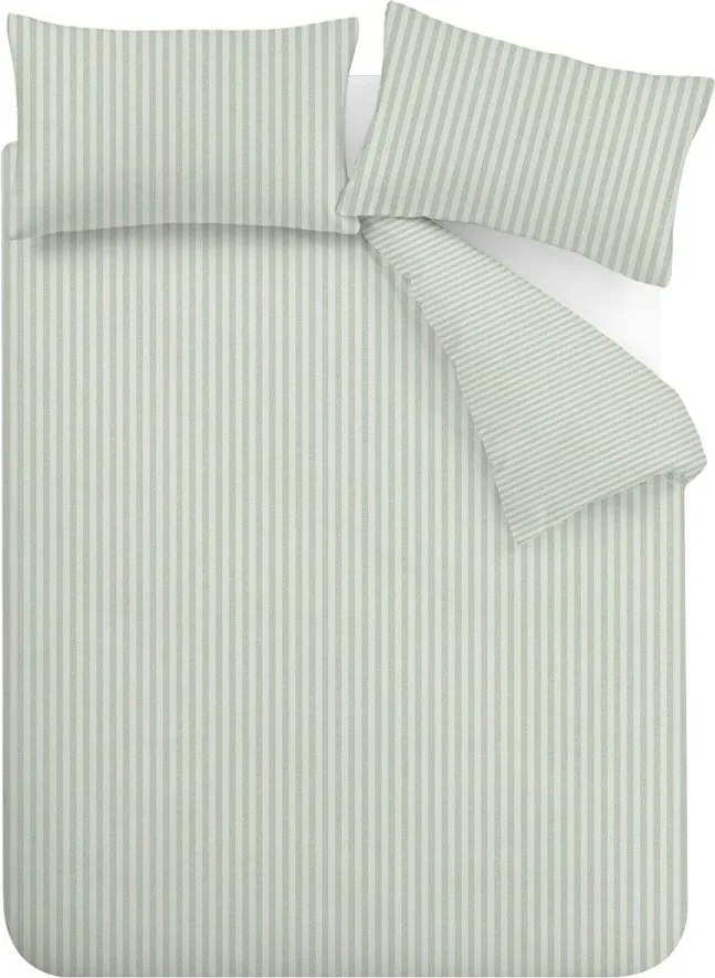 Zielona pościel dwuosobowa 3-częściowa 200x200 cm Epping Textured Stripe – Catherine Lansfield