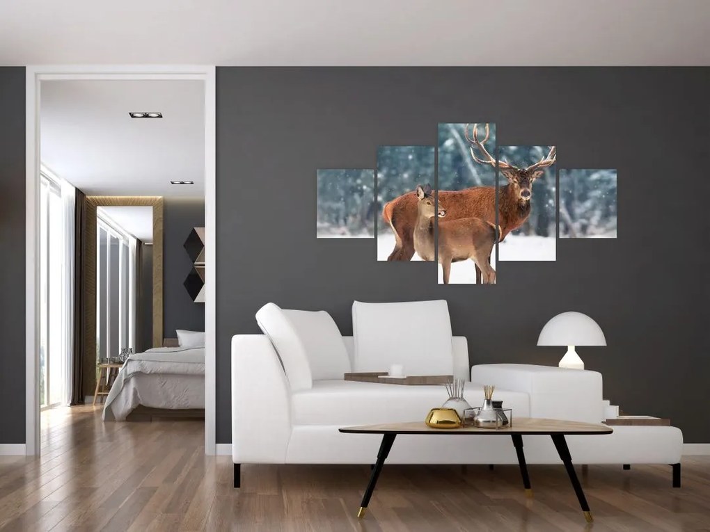 Obraz Jelenia z łanią (125x70 cm)