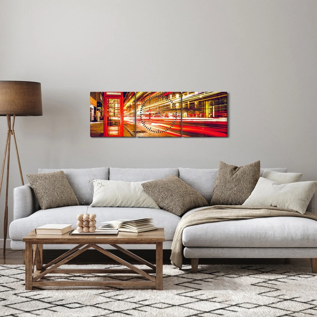 Obraz czerwonej budki telefonicznej w Londynie (z zegarem) (90x30 cm)