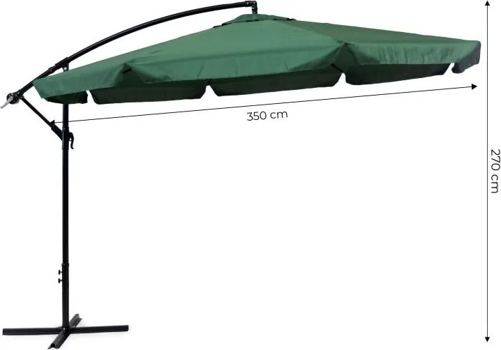 Duży parasol ogrodowy na wysięgniku SL-UM002B, składany, zielony