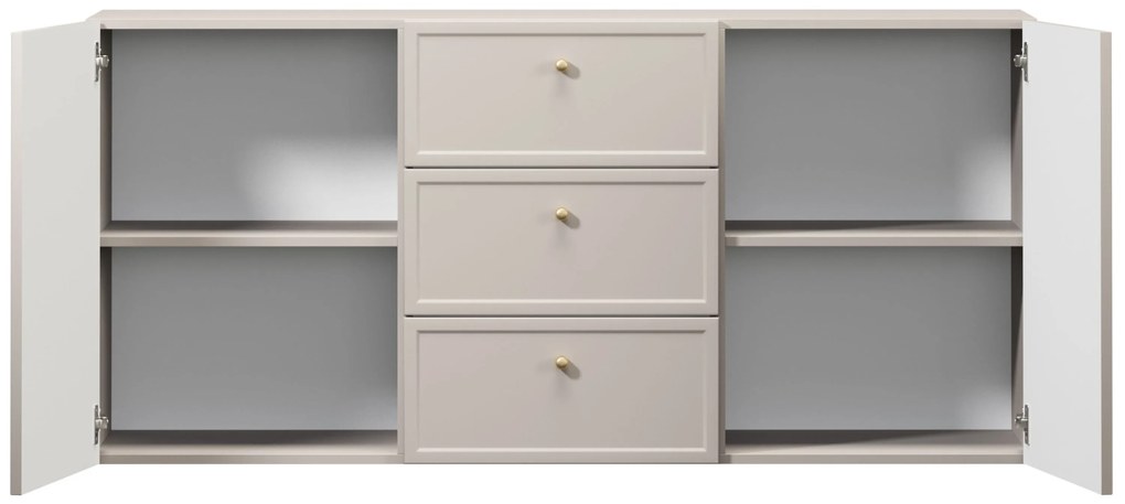 Komoda wisząca Lorini 150 cm z szufladami - kaszmir / złote uchwyty