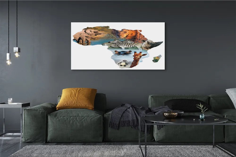 Duży obraz na płótnie Zebra, Żyrafa i Tygrys