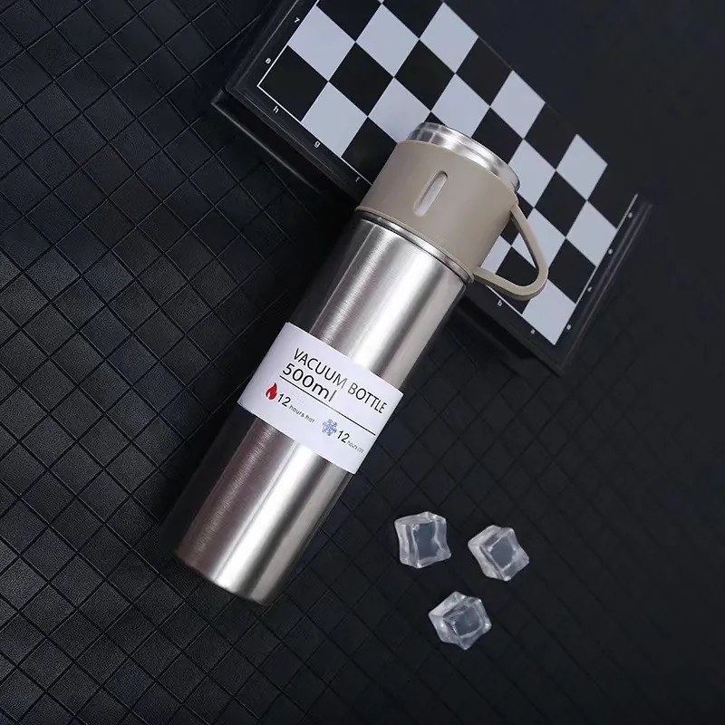 Termoska 500 ml z 3 filiżankami HOT&COLD, beżowa