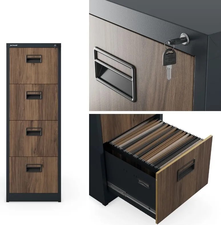 Szafka kartotekowa Eco Design Sara V004 46x62x132 cm antracyt/orzech