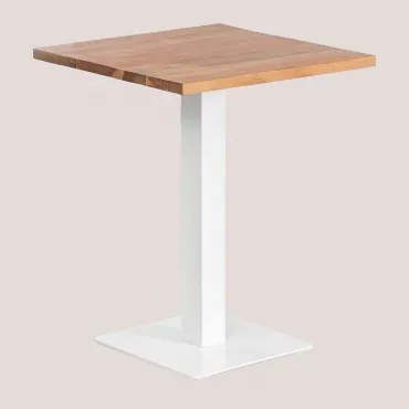 Kwadratowy Stół Barowy Z Drewna Akacjowego Ristretto ↔︎ 60 Cm & Biały - Sklum
