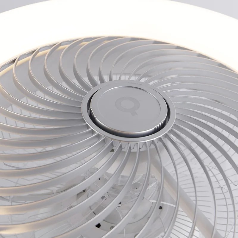 Wentylator sufitowy z lampą srebrny 55,5 cm z LED, ściemnialny, z pilotem - ClimaDesignerski Oswietlenie wewnetrzne