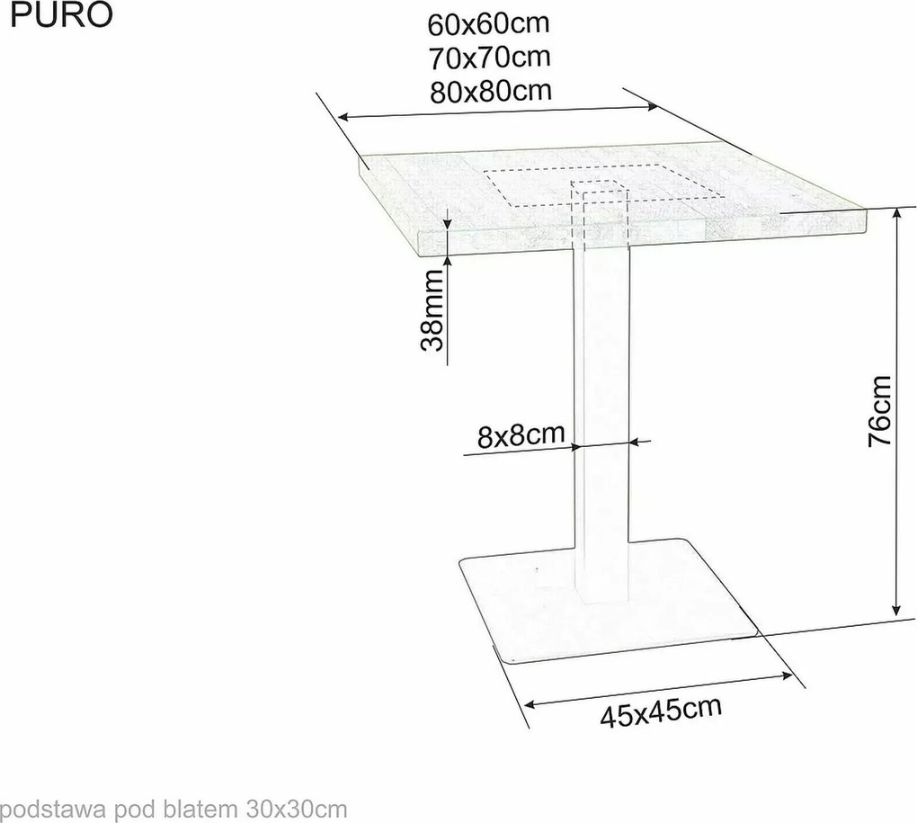 PROMOCJA Czarny stół jadalniany z blatem w dekorze dębu PURO 60x60 II. klasa jakości