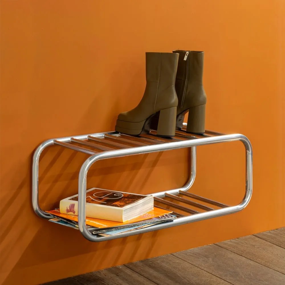 Metalowa wisząca szafka na buty w kolorze srebra Retro – Spinder Design