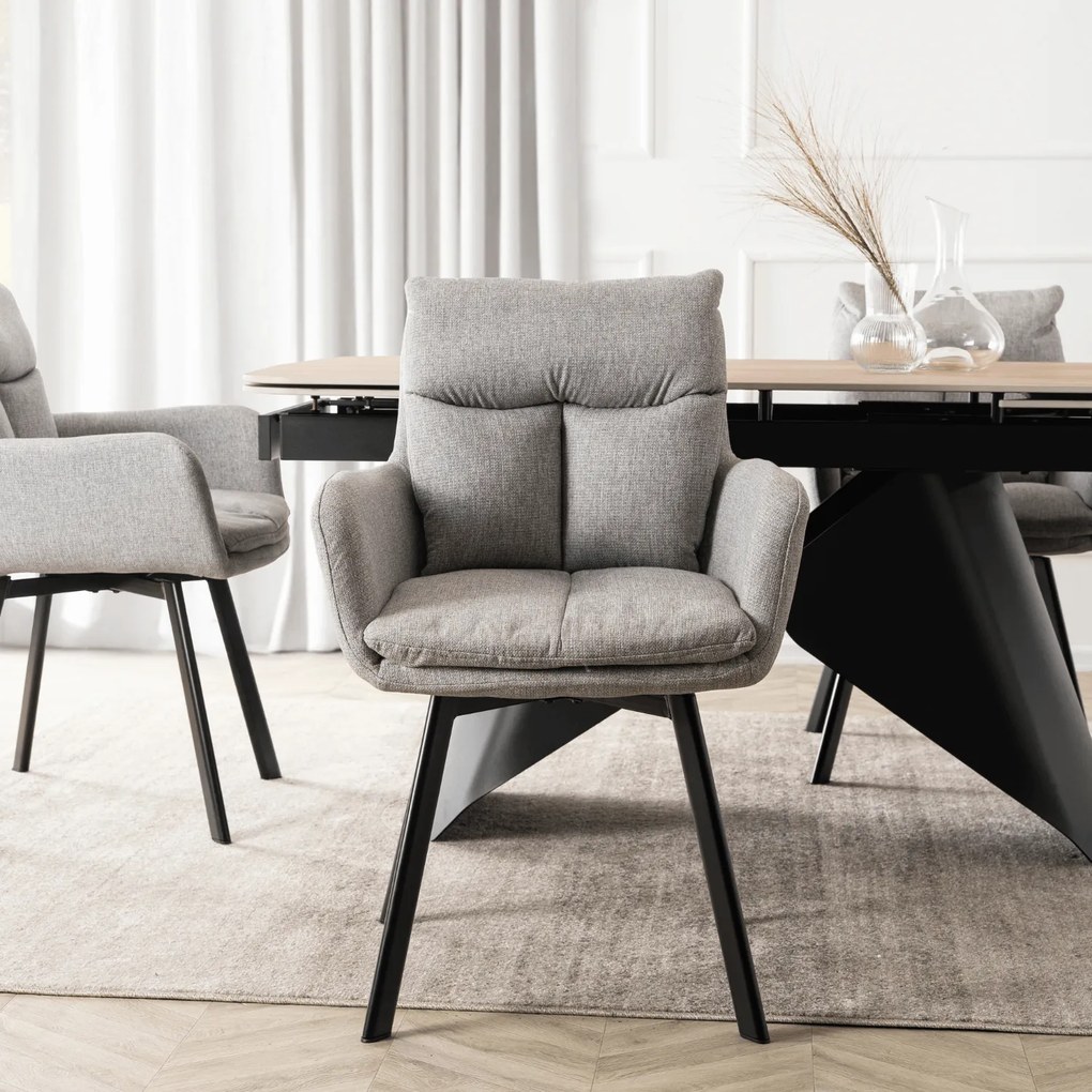 Krzesło Tapicerowane Obrotowe do Salonu CORTADO Szare Nowoczesne