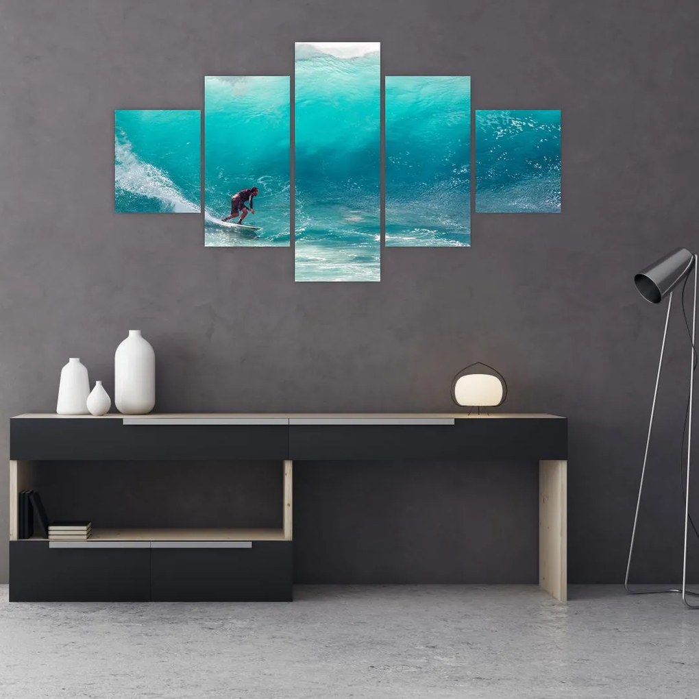 Obraz surfera na falach (125x70 cm)