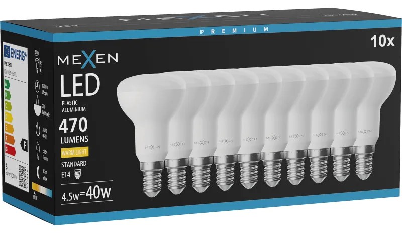 Mexen Nova 10x żarówka LED E14, R50, 4,5W, Ciepła - 3000K, 470 lm - L103-E14-0530-01x10