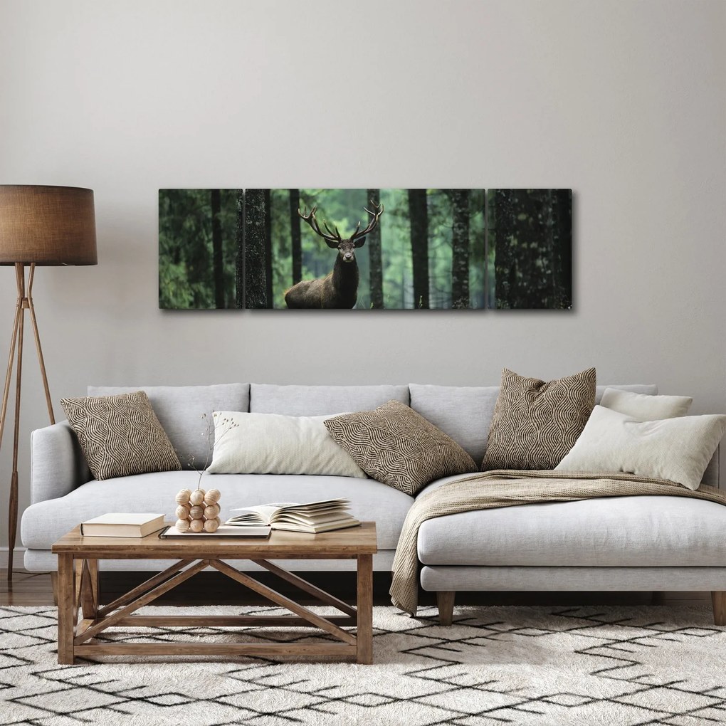 Obraz - Jeleń w głebokim lesie (170x50 cm)