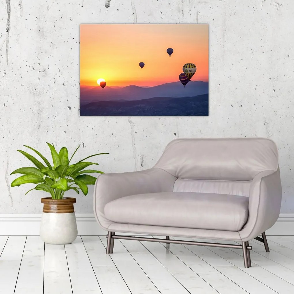 Obraz na szkle - balony na ogrzane powietrze (70x50 cm)