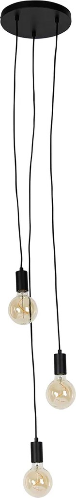 Industrialna lampa wisząca czarna 3-światłowa - Facil