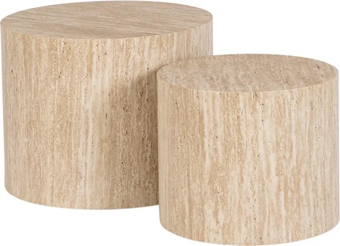 Zestaw Stolików Kawowych LEILA 38 cm/48 cm Trawertyn Nowoczesny