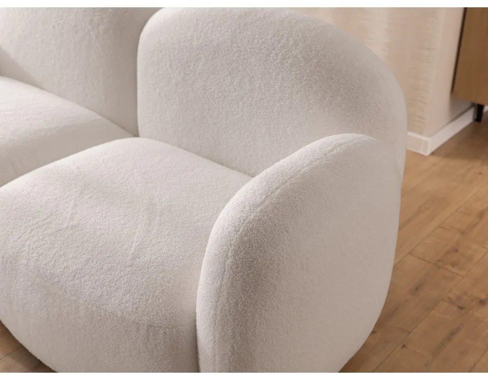 Kremowy narożnik z materiału bouclé (lewostronny/z szezlongiem) Orbit – Ropez