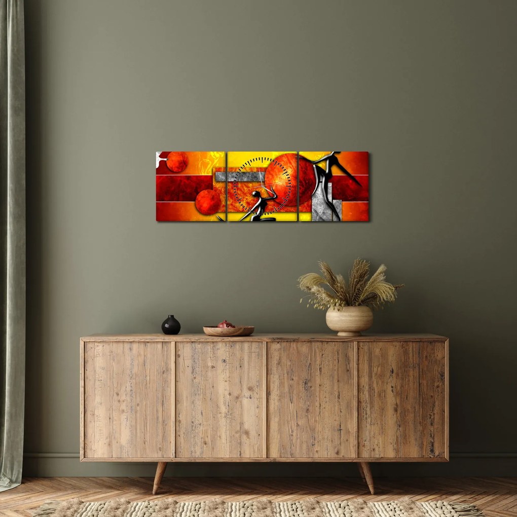 Obraz - Malarstwo ludzkości (z zegarem) (90x30 cm)