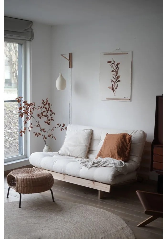 Biała/jasnoniebieska rozkładana sofa 140 cm Roots - Karup Design