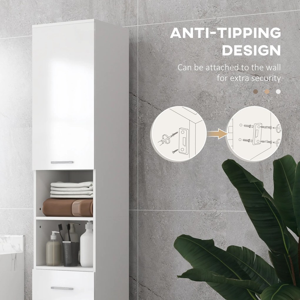 kleankin Szafka Łazienkowa, Szafka z Półkami i Szufladą, Regulowana, Biała