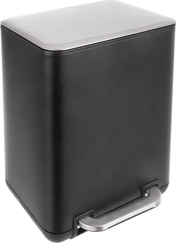 Czarny kosz na śmieci z pedałem ze stali nierdzewnej 6 l Black – Orion