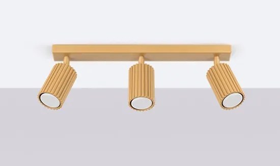 Złoty karbowany plafon 3 punktowy - 4X D307 D5-P65
