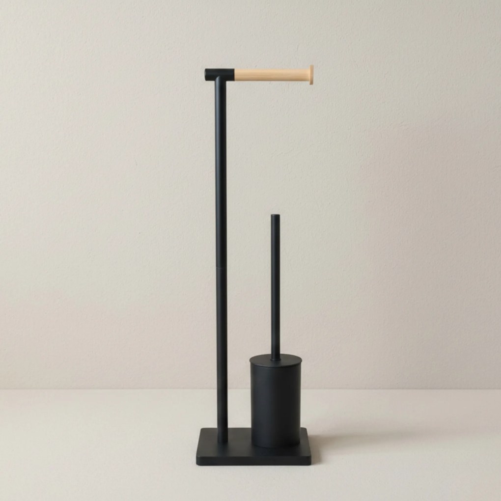 Szczotka do WC z bambusowym uchwytem na papier toaletowy ISME, 66 cm