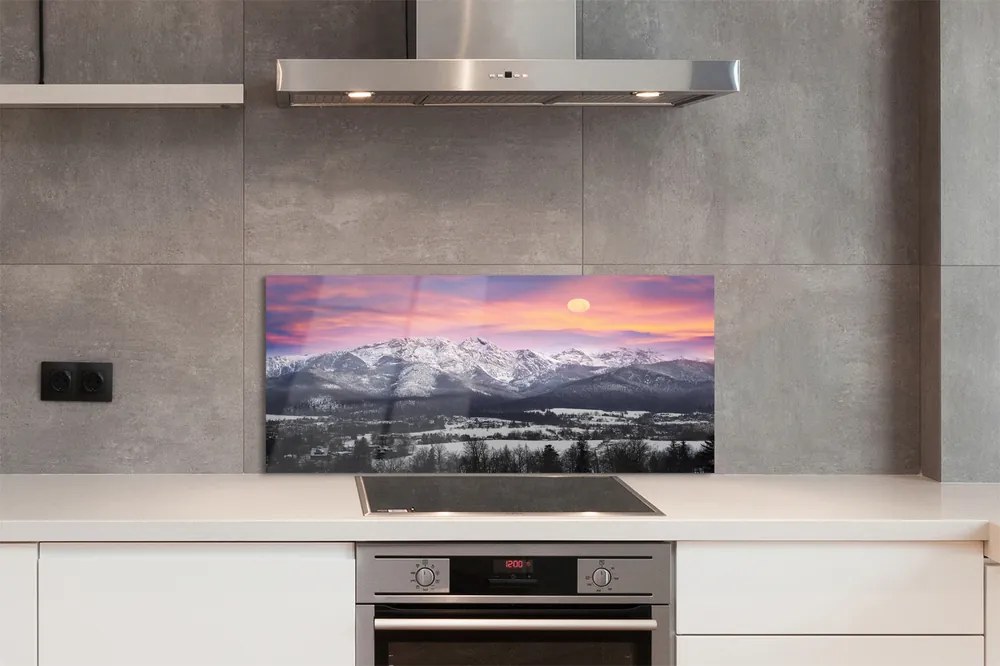 Panel szklany do Kuchni Góry w Zimowej Szacie