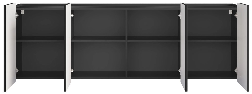 Komoda Malmi 200 cm czterodrzwiowa wisząca - czarny mat / czarny