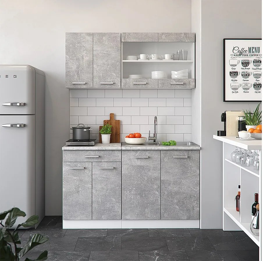 Pojedyncza kuchnia beton 140x60x81.6 r-line