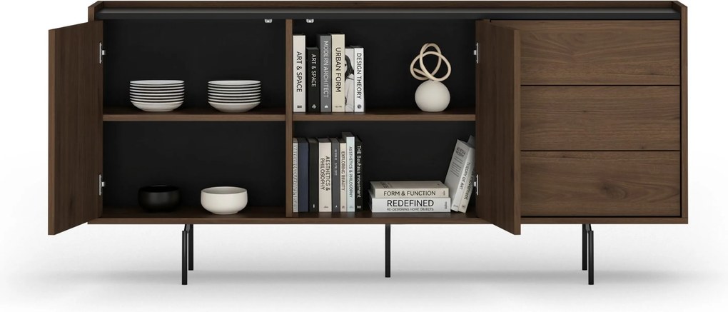 Komoda Zenar 170 cm z szufladami - orzech elegant / czarny