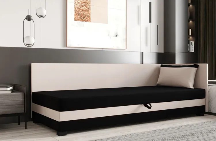 Młodzieżowy tapczan z pojemnikiem czarny + ecru G9-W35