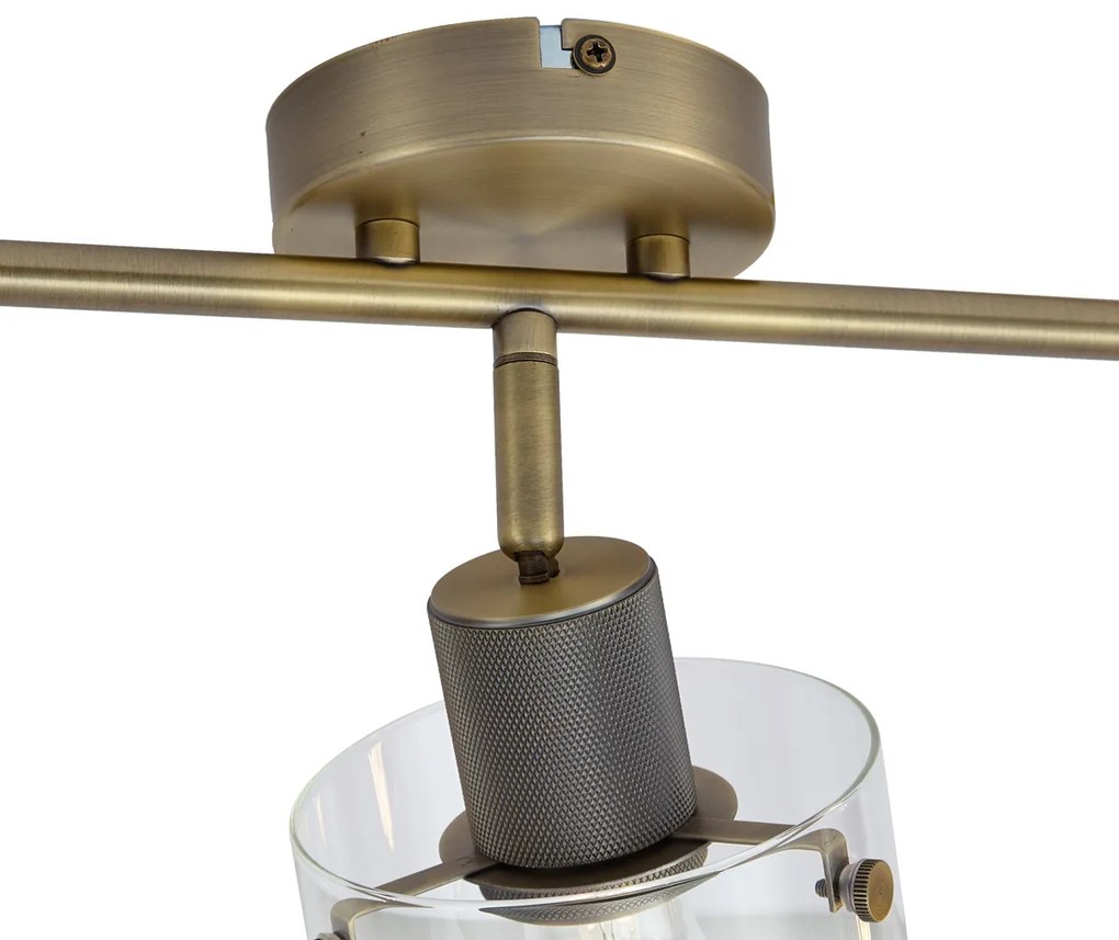 Designerski reflektor sufitowy brązowy z przezroczystym szkłem 3-punktowy - Domo