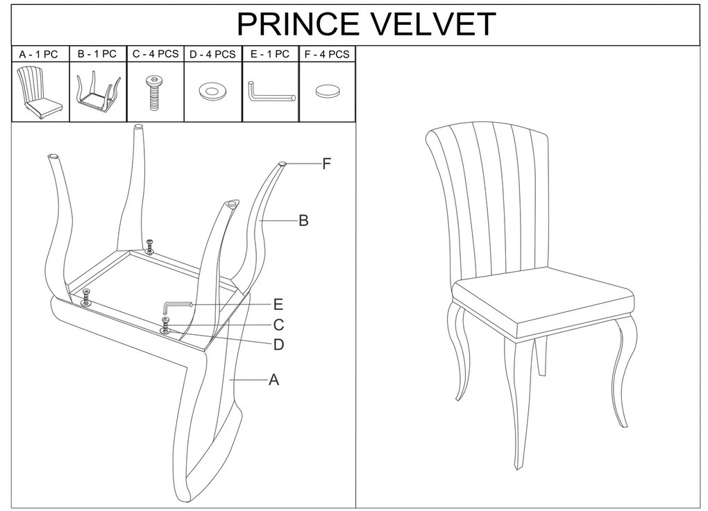 KRZESŁO PRINCE VELVET CHROM/CZARNY TAP. 186 SIGNAL