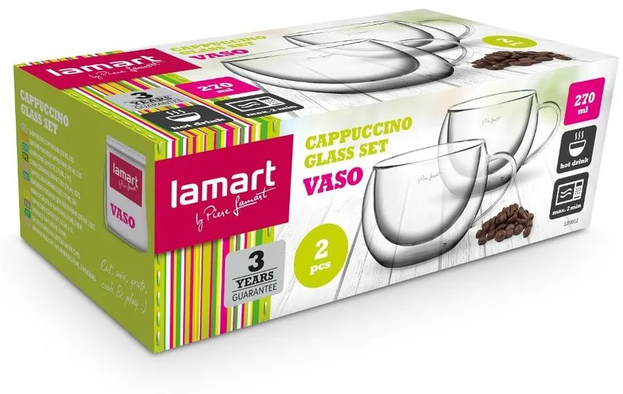 Lamart LT9012 zestaw szklanek Cappuccino Vaso, 270ml, 2 szt.