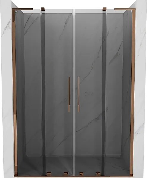 Mexen Velar L Duo drzwi prysznicowe rozsuwane 140 cm, grafit, różowe złoto - 871-140-003-42-60