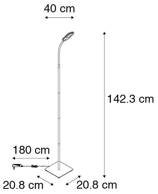 Lampa stojąca czarna z wbudowanym LED 5-stopniowym ściemniaczem w Kelvinach - Botot Nowoczesny Oswietlenie wewnetrzne
