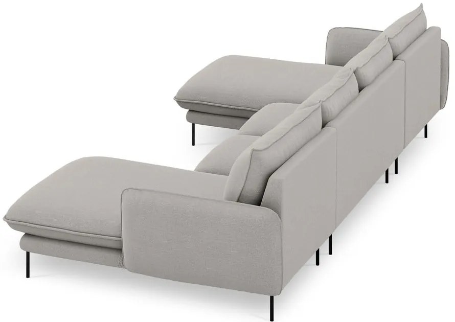 Jasnoszara sofa w kształcie litery U Cosmopolitan Design Vienna