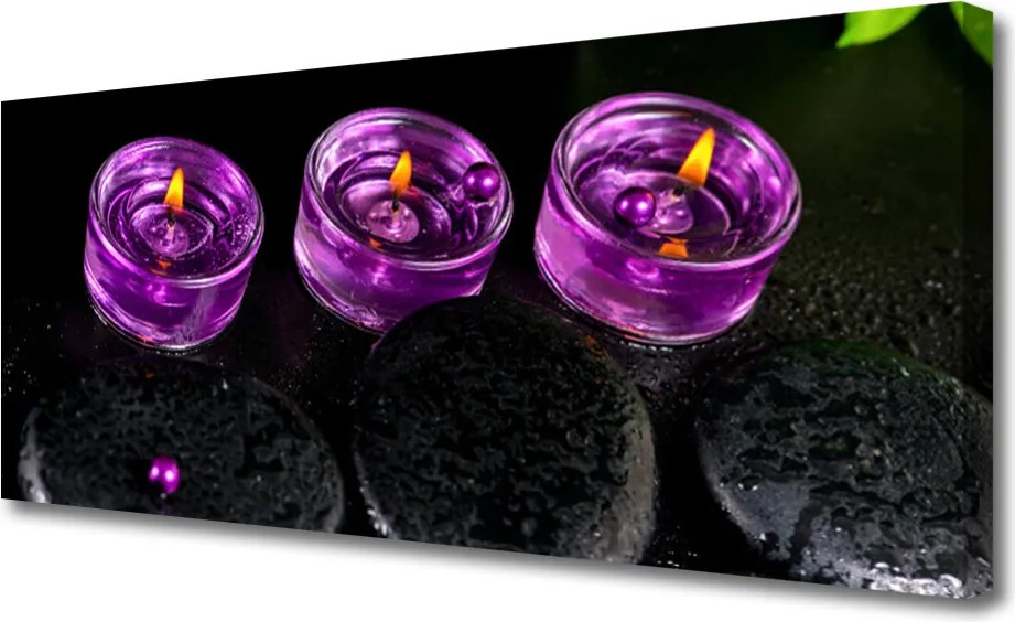 Obraz na płótnie Płomień Świecy i Kamienie