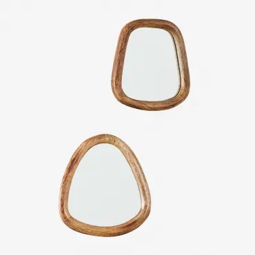 Zestaw 2 Luster Ściennych Z Drewna Mango Gabael Design B - Sklum