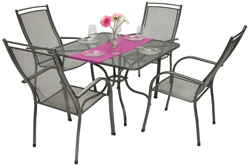 Metalowy zestaw ogrodowy PALMA IV. 1 + 4 Stół 90 x 90 cm (CT0312)