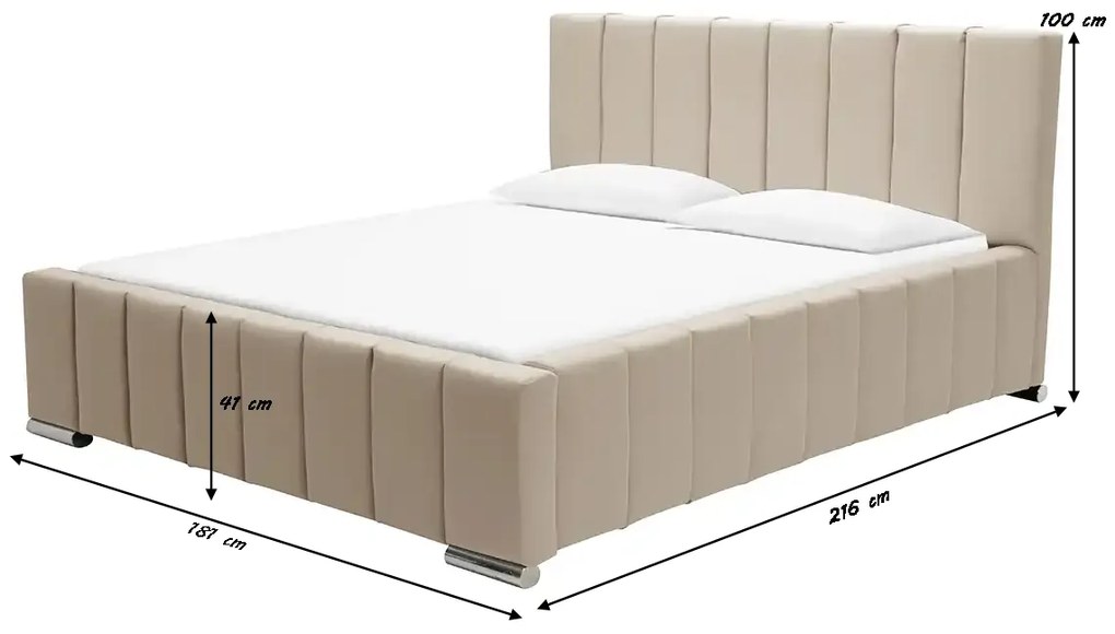 Łóżko 160x200 tapicerowane materac + pojemnik SWEET Granatowy