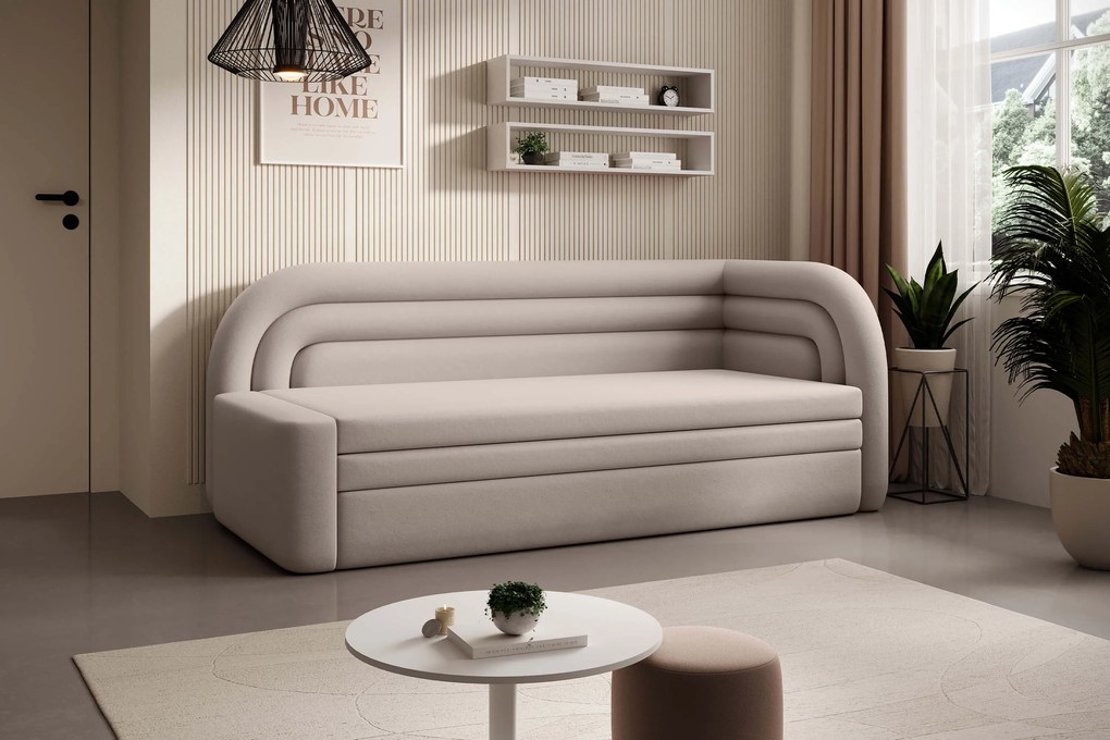 Beżowa rozkładana sofa 3-osobowa FABILLO Wersja: Lewy róg